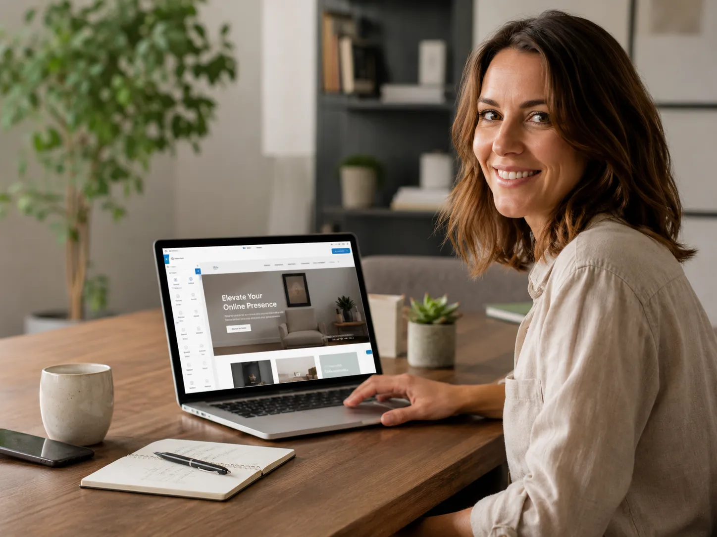 Business owner reviewing website analytics on a laptop